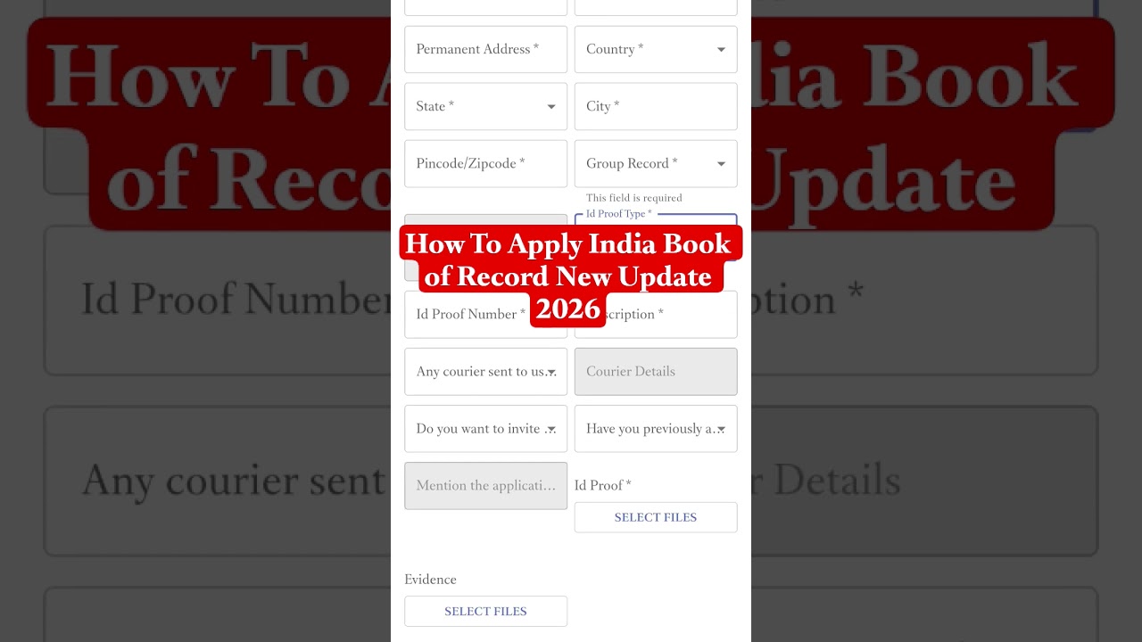 New Update India Book of Record Form fill kaise kre 