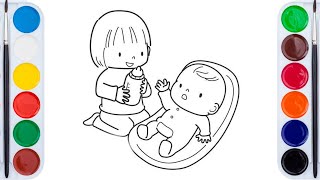 Drawing and coloring baby drawing for kids