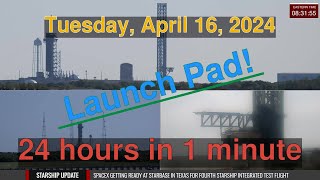 SpaceX Launch Pad Daily Timelapse [04-16-2024] #starship #falcon9 #timelapse
