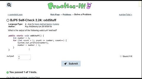 Java Practice It || 2.24 oddStuff || for loop