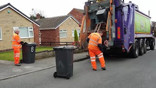 Bin lorry in Rotherham collecting black bin