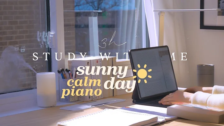 ☀️ 3-HOUR STUDY WITH ME on SUNNY DAY | 🎹 Calm Piano Music | Pomodoro 25-5 | Sunny Spring Day
