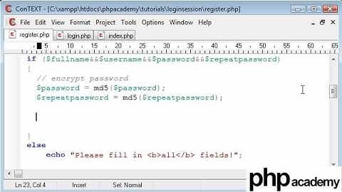 PHP Tutorials: Register & Login: User registration (Part 3)