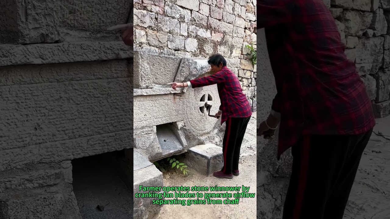 Stone Winnowing Magic! Hand-Crank Fan Blows Chaff Away