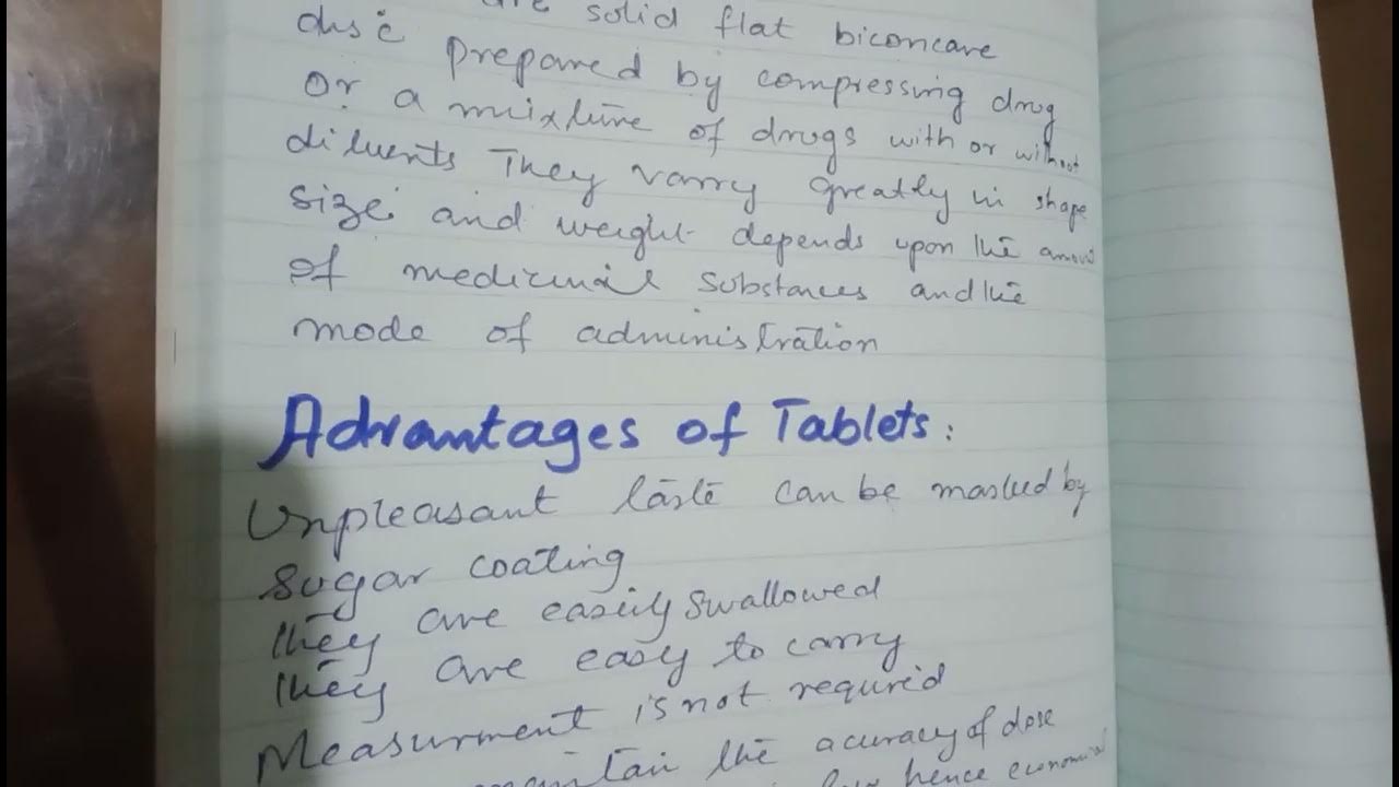 Solid dosage form Tablets Advantage Disadvantage of tablets lecture 1