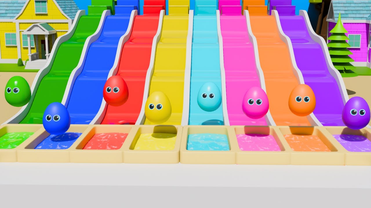 Пасхальные яйца и машинки: игра с цветными шариками | Весёлое обучение для детей