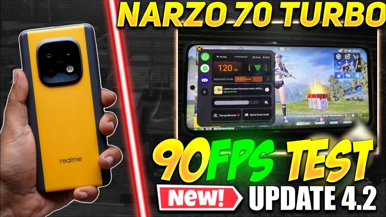 REALME NARZO 70 TURBO BGMI 90 FPS TEST NEW UPDATE 4.2 🔥😱 | REALME NARZO 70 TURBO PUBG TEST 4.2 