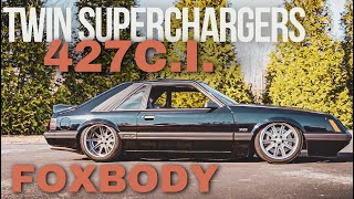 427 ci with Twin Superchargers on Foxbody Mustang Over 800 HP