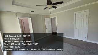513 265127 2005 Azalea St Denton TX 76205 Denton County