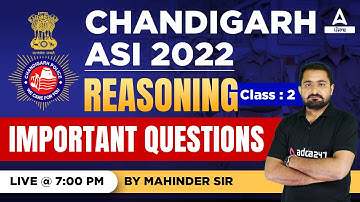 Important Questions #2 | Reasoning Classes For Chandigarh Police ASI 2022 | By Mahandar Sir
