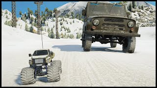 RC CAR vs REAL CAR On SNOW ROAD! - SnowRunner