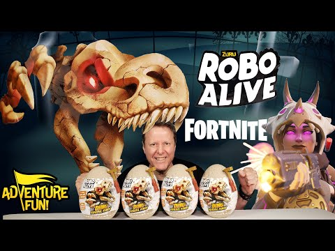 4 Zuru Robo Alive Dino Fossil Find Jurassic Fortnite Challenge Adventure Fun Toy & Gamer review!