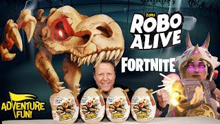 4 Zuru Robo Alive Dino Fossil Find Jurassic Fortnite Challenge Adventure Fun Toy & Gamer review!