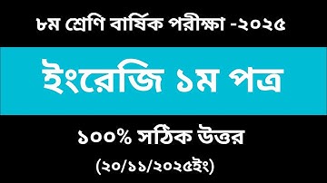 Class 8  Annual Exam  English 1st Ques&Answer 2025