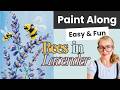 EASY Bee &amp; Lavender Acrylic Painting Tutorial 🐝💜