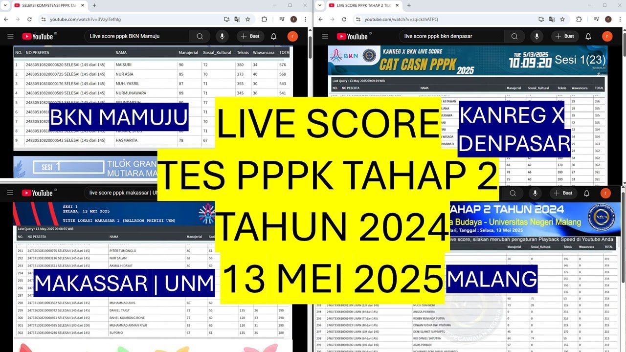 [13 MEI 2025] - LIVE SCORE CPPPK TAHAP 2 | TES SELEKSI PPPK TAHUN 2025 ...