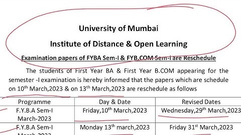 IDOL FYBCOM & FYBA Exam l  IDOL Exam Date Re-Schedule Released l Mumbai university  Mukund Sir
