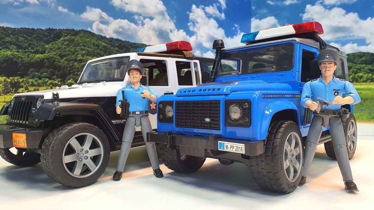 bruder police jeep and bruder polizei - police car for kids - YouTube