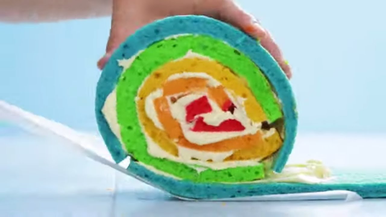 How to Make a Perfect Rainbow Roll Cake at Home | Tastemade