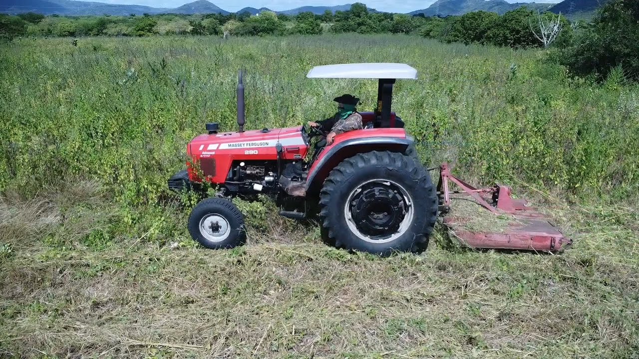 Imagem aérea de logo três tratores roçando mato no riachão pb