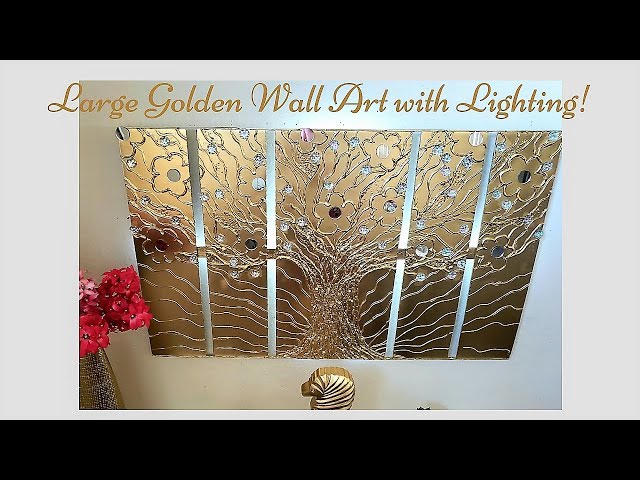 Diy Lighted Metallic Wall Art Decor| Wall Decor ideas in Gold!