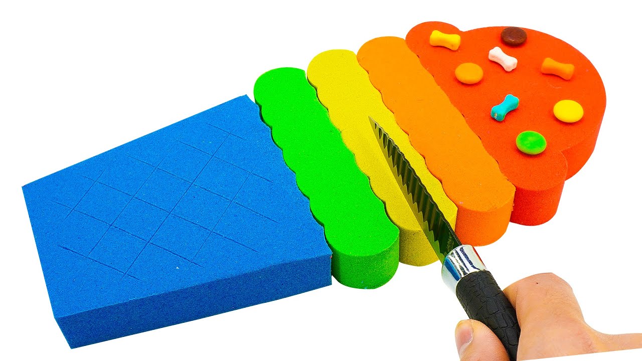 Satisfying Video | DIY How To Make Rainbow Ice Cream With Kinetic Sand Cutting ASMR | Magic Sand B