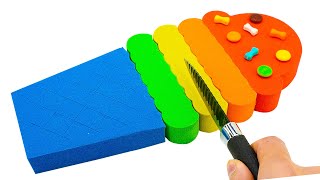 Satisfying Video | DIY How To Make Rainbow Ice Cream With Kinetic Sand Cutting ASMR | Magic Sand B