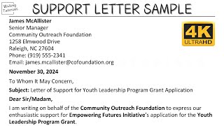 How To Write Support Letter With Sample And Explanation Writing Tutorials