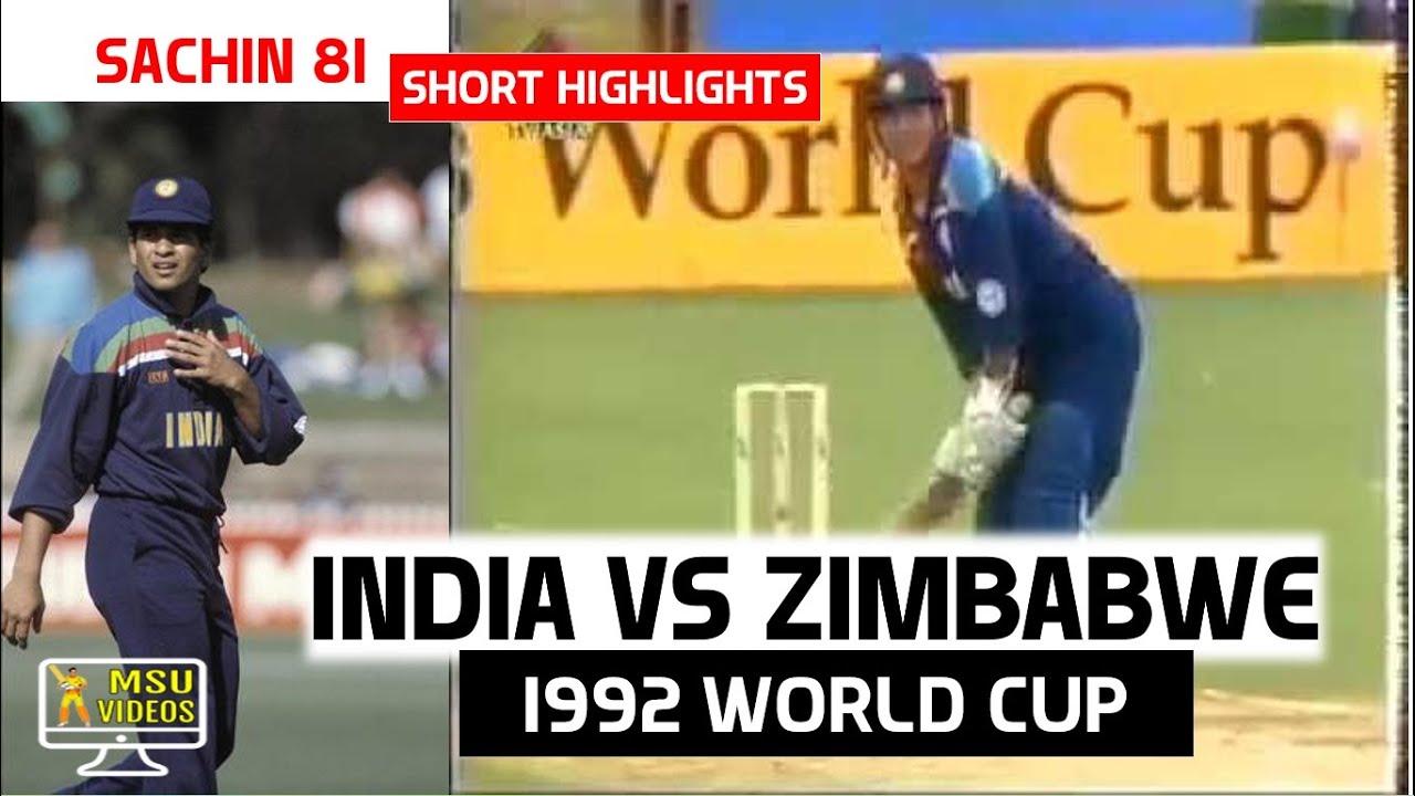 INDIA vs ZIMBABWE 1992 WORLD CUP HIGHLIGHTS SACHIN 81 INDIA v ZIMBABWE RAIN AFFECTED MATCH