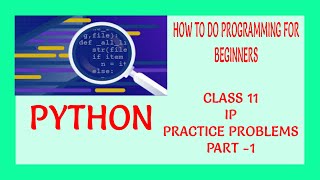 PROGRAMMING FOR NOOBS | PYTHON PROGRAMMING | SAMPLE QUESTIONS CLASS 11 | INFORMATICS PRACTICES