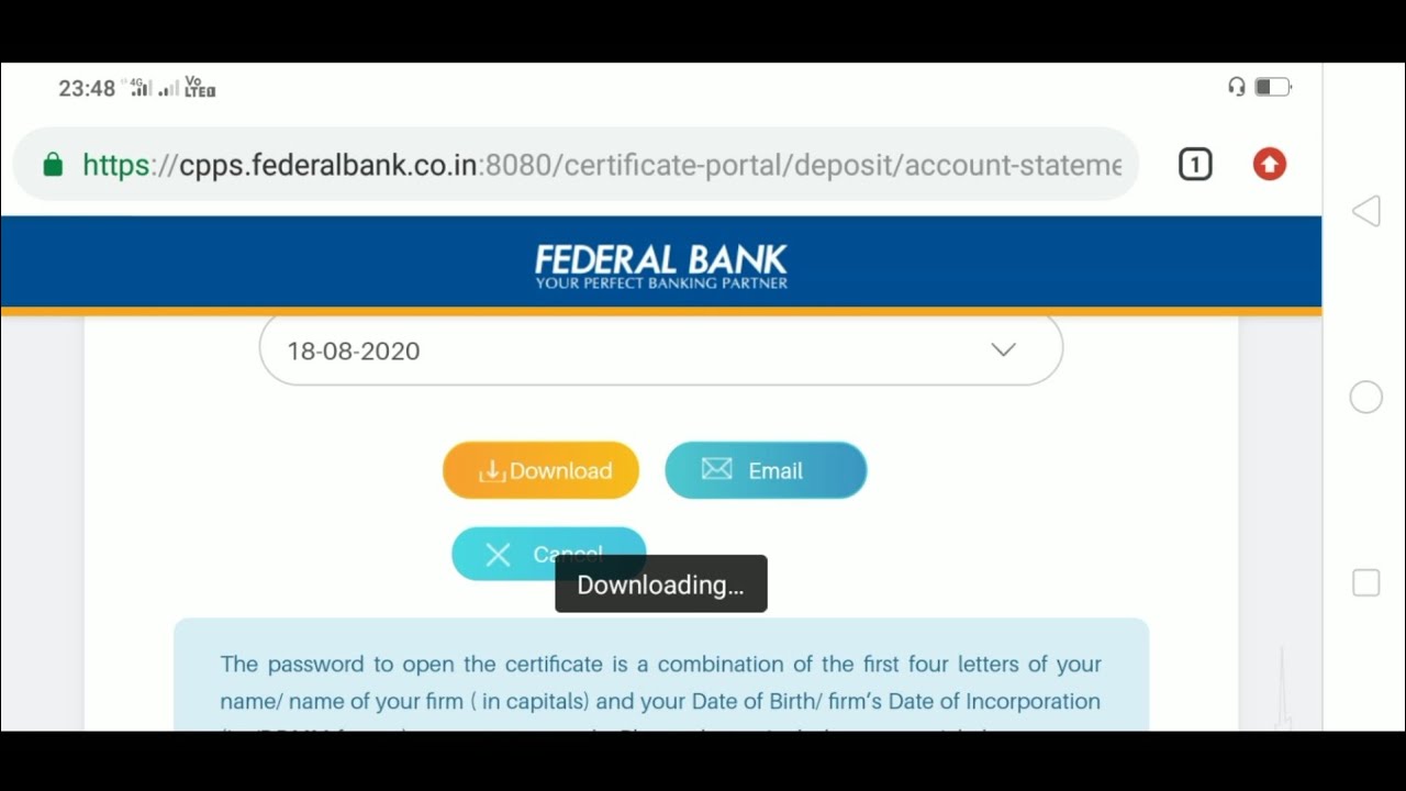 How to download Federal bank statement without use netbanking