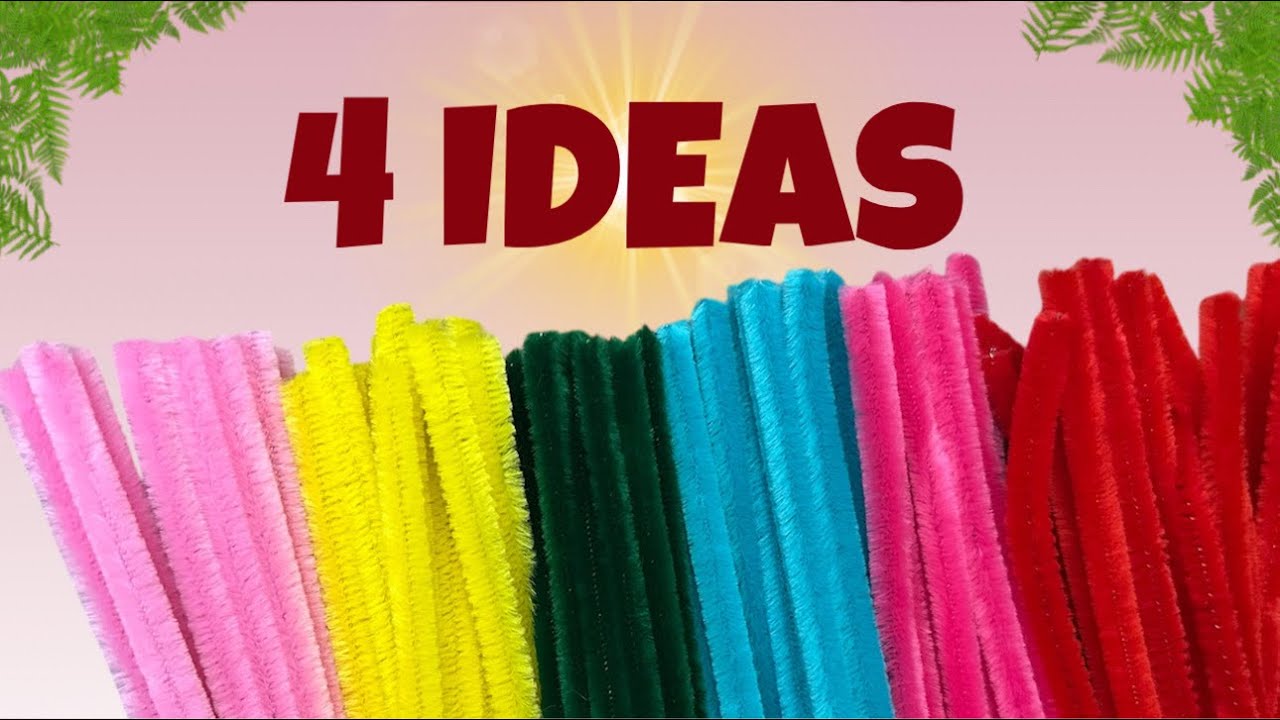 4 IDEAS DIY Pipe Cleaner Crafts Easy Chenille Stems Decoration Ideas 