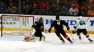 Sharks' Kevin Labanc fakes, goes high short side against Ducks' John Gibson