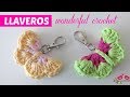 Llaveros crochet mariposas fáciles