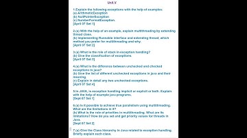 DEGREE 4TH SEMESTER(object oriented programming language through java unit wise  important questions