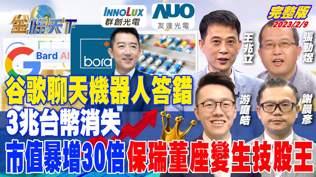 谷歌聊天機器人答錯 3兆台幣消失 市值暴增30倍 保瑞董座變生技股王 | 金臨天下 完整版 20230209 @tvbsmoney