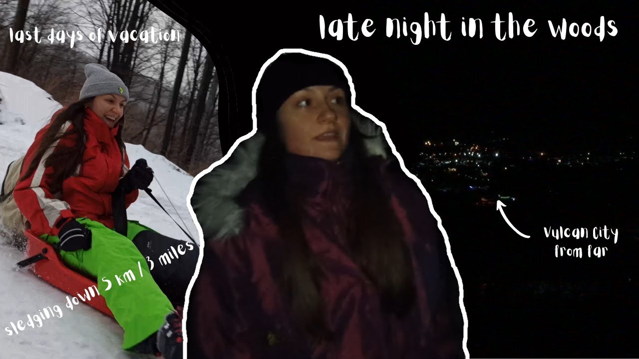 We had to walk at NIGHT in the WOODS | Cozy winter at the cabin & snowboarding