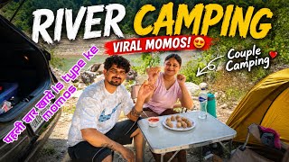 Viral momos recipe in river camping | Camping in india | Uk06 Camping Couple |
