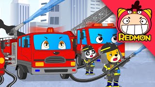 Fire truck song | Vehicle song | Nursery rhymes | fire officer | fire engine | REDMON