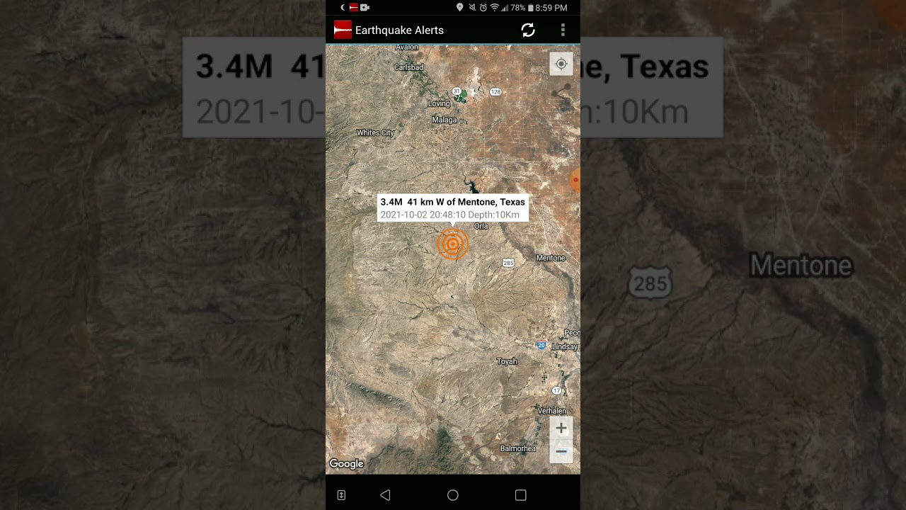3.4 Earthquake Mentone, Texas 10-2-21