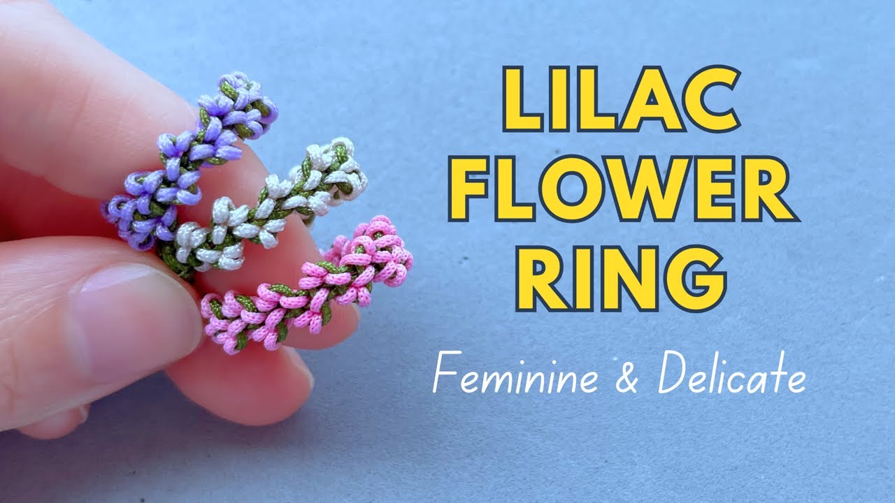 Lilac Flower Macrame Ring | Easy & Delicate Thread Ring for Beginners | How to make ring with thread