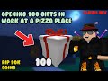 🎁Opening 100 gifts in Work at a pizza place | Roblox