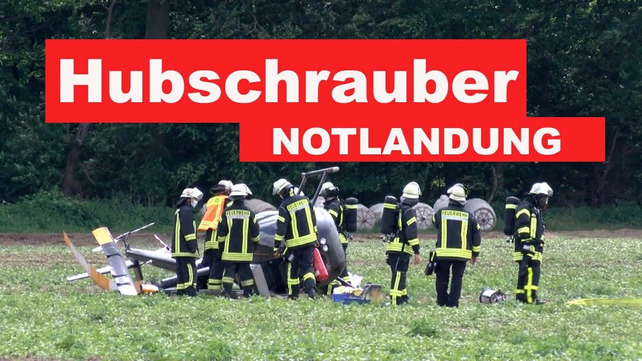 Lampertheim-Hüttenfeld: Hubschrauber notgelandet und umgestürzt
