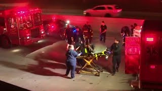 Woman injured after driving car off of service drive onto Lodge Freeway in Detroit