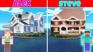 Minecraft: ISLAND PARADISE HOUSE BUILD CHALLENGE - ALEX vs STEVE in Minecraft