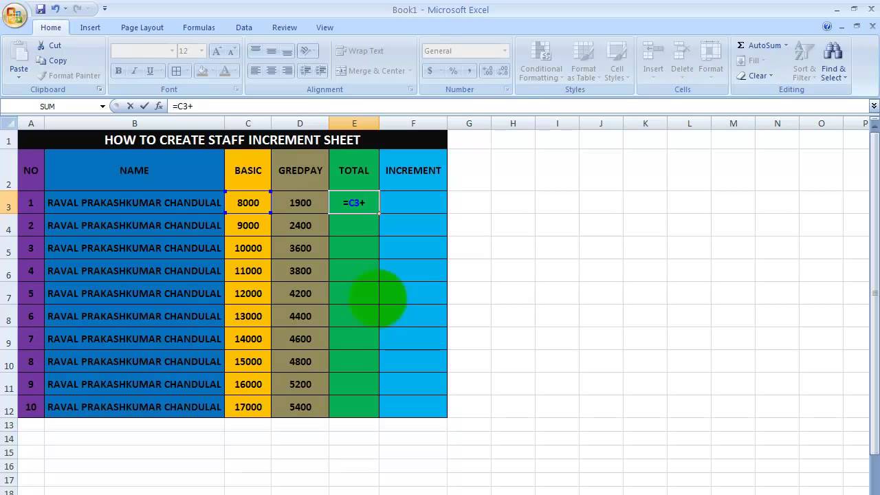 How To Create Staff Increment Sheet In Excel Youtube