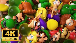 SOFTBODY SIMULATION 4K !!! BALL FALLS with Mario Characters 👨‍🦰👱‍♀️👸👲