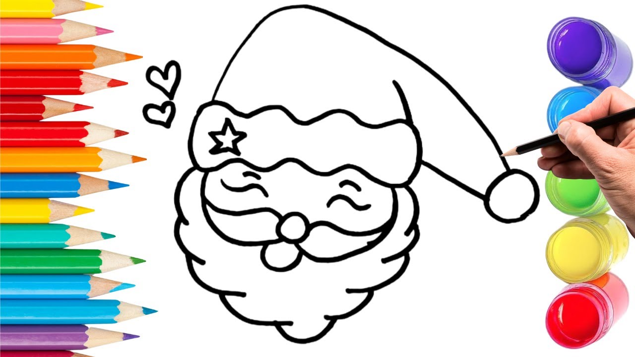 How To Draw cute Santa Claus Drawing, Painting & Coloring For Kids and ...