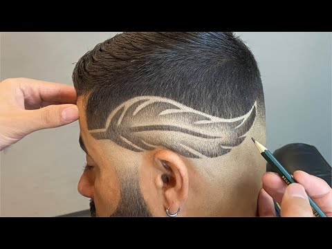 Cabelo masculino degradê com risco - Curso de Barbeiros 