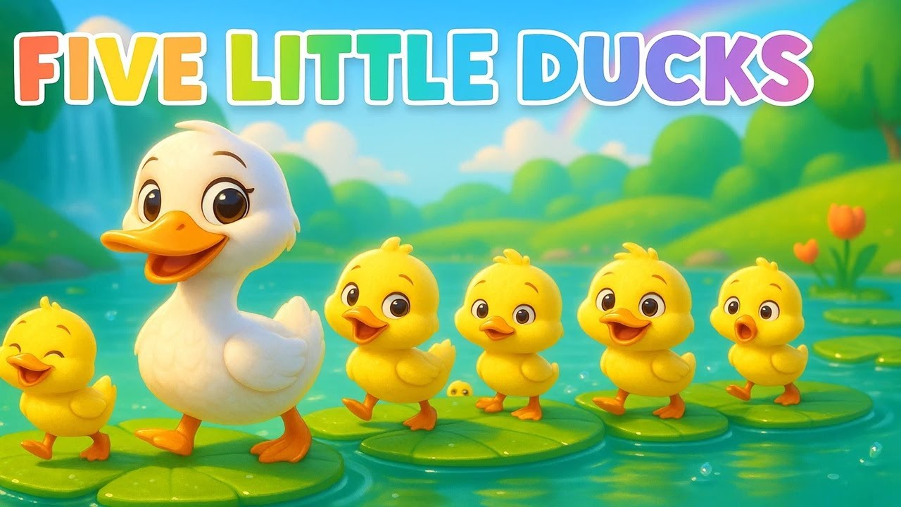 Five Little Ducks | ESL Kids Nursery Rhyme – Simple English Counting